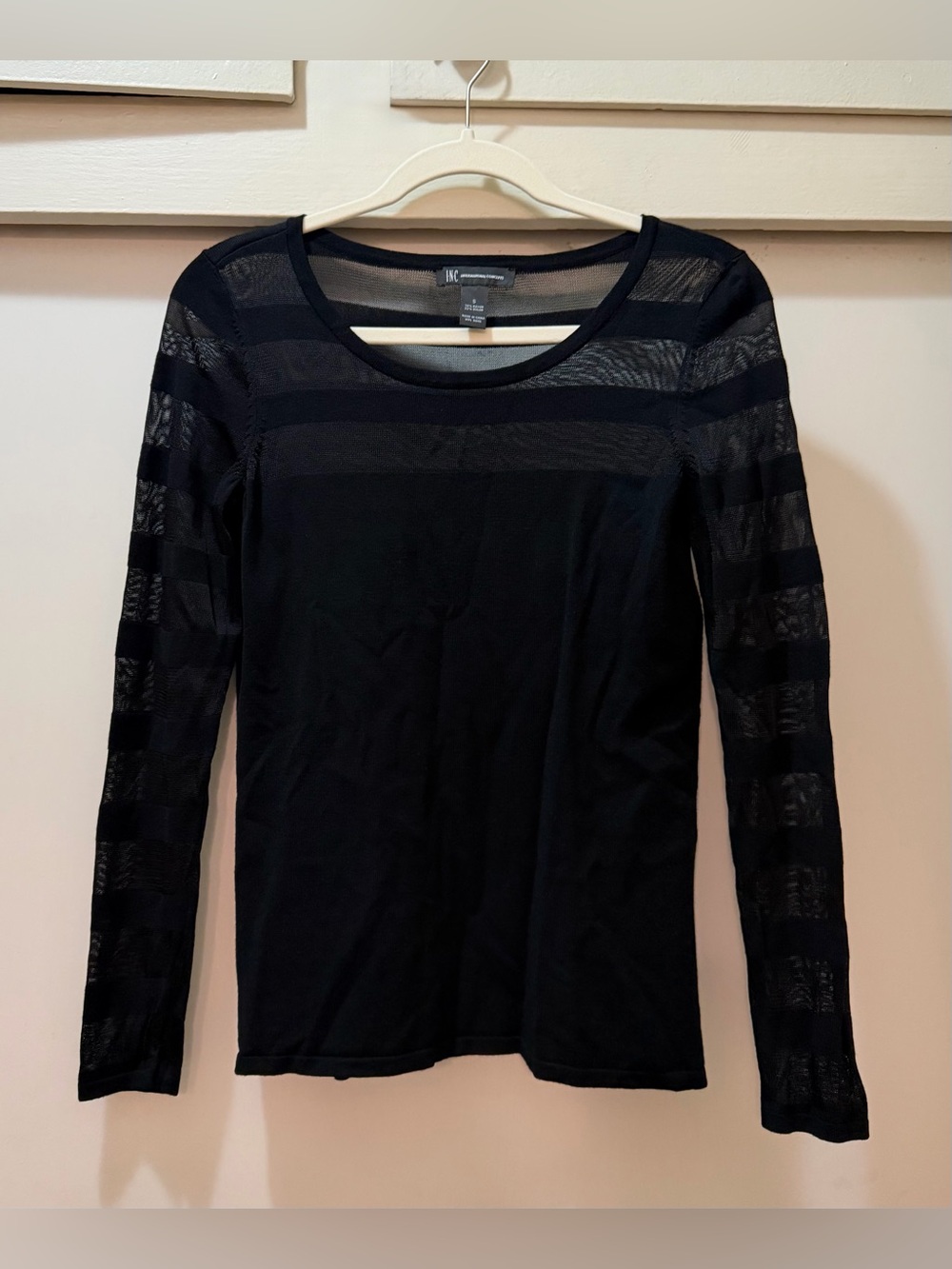 I.N.C. International Concepts Black Illusion Stripe Sweater Top Size S